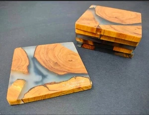 Hurry Wooden Coasters, Drink Coasters, Elegant Stylish Epoxy Coasters, Modern Co - Picture 1 of 11