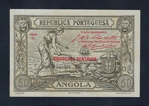 Portugal Portuguese Angola 50 Centavos 1921 P-62 AUNC - Picture 1 of 2