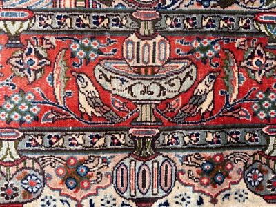 ALFOMBRA ORIENTAL ANTIGUA 7x10 hecha a mano tejida a mano vintage naranja azul real antigua 6x9 pies Foto 1 de 4