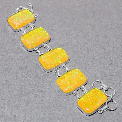 Yellow Australian Triplet Opal Gemstone Fashion Gift Jewelry Bracelet 8" SR 3389 - Image 1 of 4