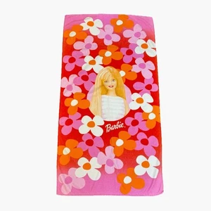 Barbie Beach Towel 90s Vintage 100% Cotton Flower Power 52"x 27” Orange - Picture 1 of 6