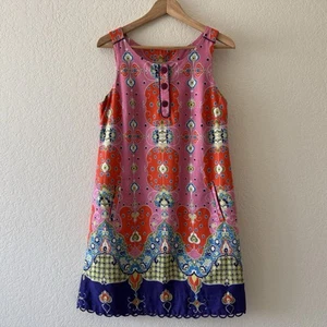Anthropologie Maeve ärmelloses Etuikleid Damen Größe 8 Blumenmuster rosa Häkelsaum - Bild 1 von 12