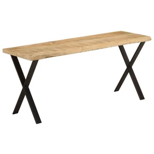 Bench Black Solid Acacia Wood Live Edge 105x33x45 cm Powder-Coated Legs, Sturdy - Picture 1 of 5