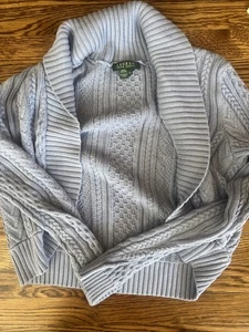 Cárdigan Lauren Ralph Lauren tejido con cable frente abierto suéter grande para mujer - Imagen 1 de 4