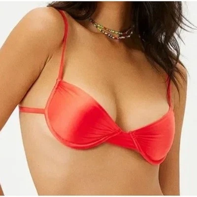 Frankies Bikinis Red Bikini Top Medium Swimwear Adjustable Straps - Image 1 of 4