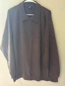 Suéter Polo Botón Cachemira Cuello Marrón Saks Fifth Avenue Para Hombre Talla XXL - Imagen 1 de 6