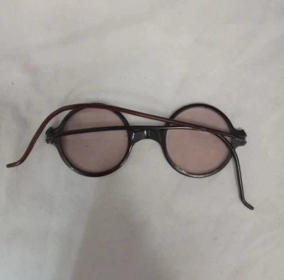 Vintage Antique 1920s EyeGlasses Pink Rose Tint Celluloid tortoise Frame Child - Image 1 of 4