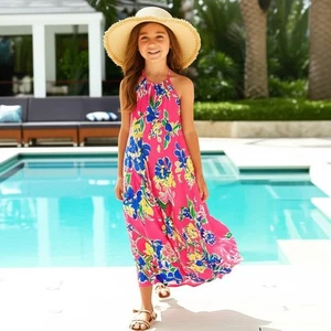 Polo Ralph Lauren Halter Dress Size 12 Floral Pink A-Line Resort Vacation Preppy - Picture 1 of 14