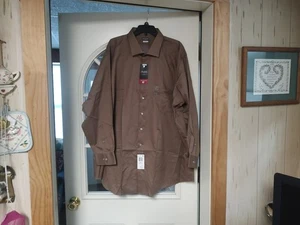 NWT Van Heusen Flex Brown Big Fit Wrinkle Free Button Down Shirt Men's 20 35/35 - Picture 1 of 2