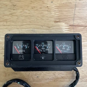 Vintage Mini Triple Gauge Set Volt/Temp/Oil Pressure - Foto 1 di 7