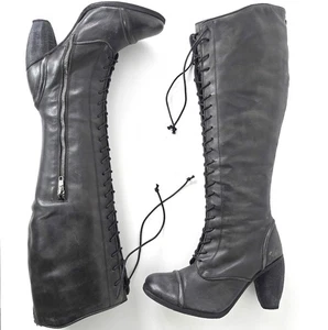 ATEMBERAUBENDE DAMEN ALL SAINTS AMARANTE LEDER KNIESTIEFEL MILITARY 5 38 ANTHRAZIT - Bild 1 von 24