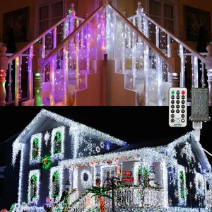 Brizled Color Changing Icicle Lights, 29ft 360 LED Christmas Icicle Lights wi... - Picture 1 of 7
