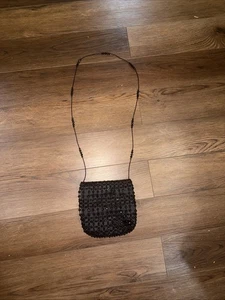 Schwarze Perlen Abendtasche Handtasche Perlenriemen EUC kostenloser Versand - Bild 1 von 7