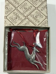 Vintage Hand & Hammer Sterlingsilber kalligrafisches Rentier Ornament verpackt #511 - Bild 1 von 10
