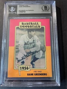1980 BASEBALL IMMORTALS HANK GREENBERG SIGNIERTE KARTE AUTO BAS BGS TIGERS - Bild 1 von 2