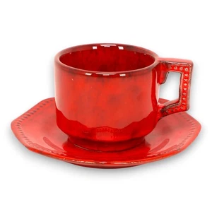 PV Bauerndorf Italien Rotkohl Tee Kaffeetasse Untertasse Set Vintage - Bild 1 von 9