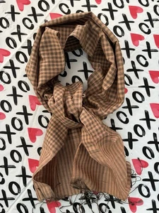 Damen Seide Nikaya Kambodscha braun Gingham leichter Schal Rechteck 15 "x 62" Neu - Bild 1 von 8