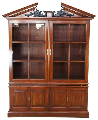 Arthur Brett George II Mahogany Library Bookcase China Cabinet Carved Eagles 93" Cover