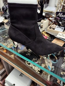 Alfani Bambey Black Fabric Block Heel Ankle Boots Women’s US 6.5 M NEW - Picture 1 of 4