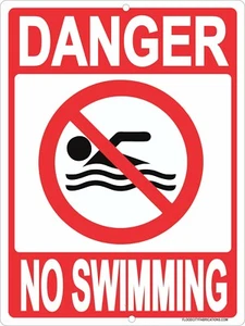 Gefahr Kein Schwimmen Schild 9"x12" Metall Nicht Schwimmen - Bild 1 von 3