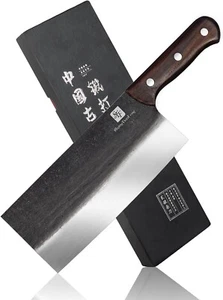 Chinese Traditional Cleaver 8" Chef Meat Cleaver Knife with Wooden Handle - Picture 1 of 6