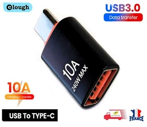 Adaptateur USB Type C Male vers USB 3.0 Femelle OTG 10A 240w Charge Rapid Elough - Zdjęcie 1 z 7