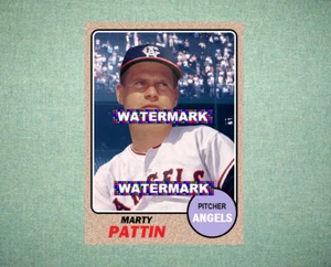 Marty Pattin California Angels 1968 Style Custom Baseball Art Card - Picture 1 of 2