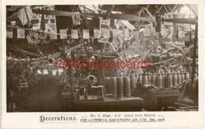 REAL PHOTO POSTCARD DECORATIONS AT CAMPBELL GAS ENGINE CO HALIFAX WEST YORKSHIRE - Picture 1 of 2