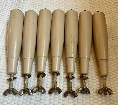 6件套老式家具脚腿木质棕褐色MCM 6.5英寸米色重复使用 — 第 1/3 张图片