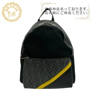 FENDI 7VZ042 Backpack Zucca Backpack Daypack Black Men's Black / Yellow - Picture 1 of 14