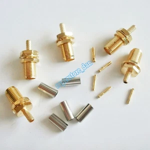 10X SMA female nut crimp RG174 RG316 LMR100 RF Coax Cable connector - Picture 1 of 6