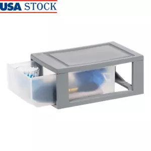 Stackable Modular Under Bed Storage Bins 6Qt Clear Plastic Organizers 5Pk New - Picture 1 of 7