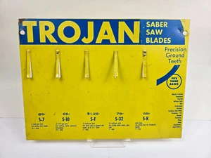 Vintage Trojanisches Säbel Sägeblätter Metall Laden Display Schild - Bild 1 von 2