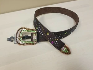 Cinturón Nocona Western para mujer cuero multicolor diamantes de imitación marrón nuevo con etiquetas 36 pequeño - Imagen 1 de 11