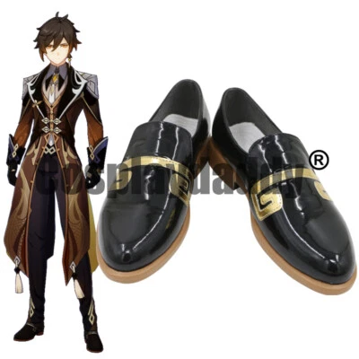 Zapatos sin cordones Genshin Impact Liyue Geo Archon Vago Mundo Zhongli Cosplay C006 Foto 1 de 4