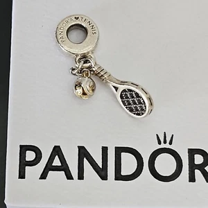 Pandora Tennis Racket & Ball Dangle Silver Charm 769027 Free Post - Picture 1 of 14