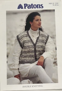 Chaleco de mujer estampado a rayas PATRÓN TEJIDO cuello en V botones Patones 5202 - Imagen 1 de 7