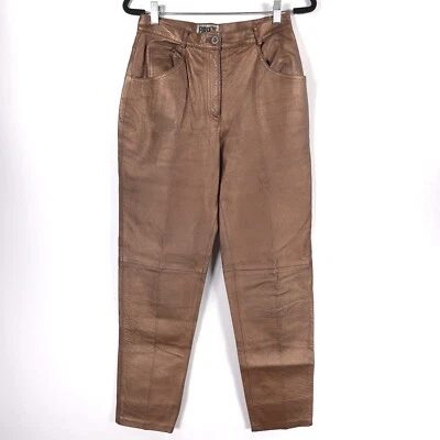 Calça Forenza 100% Couro Macia Cintura Alta Forrada Bronze Antiga 1-9336-7 Tamanho 8 - Imagem 1 de 4