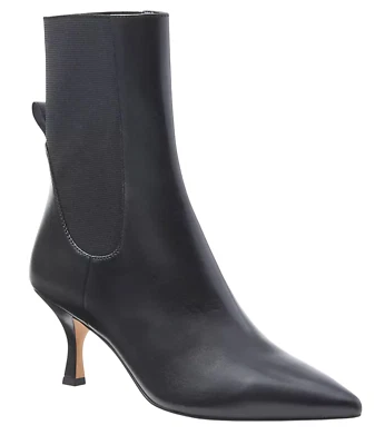 NUEVOS BOTINES BOTAS ANN TAYLOR CUERO NEGRO TACÓN DE AGUJA TALLA 11 Foto 1 de 4