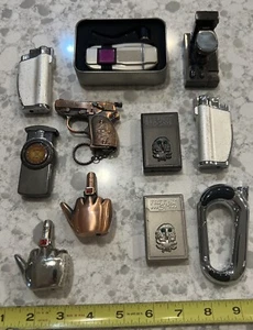 Lot of 11 Pocket Cigarette Lighters - Assorted Brands - Untested - Free Shipping - Picture 1 of 13