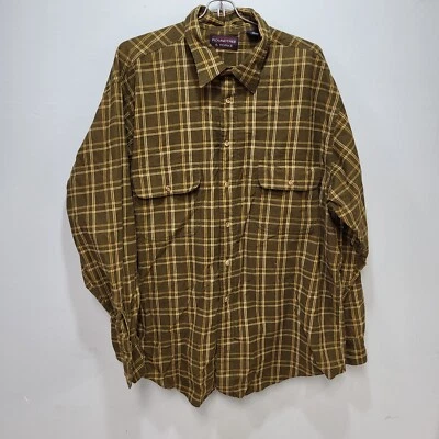 Camisa Roundtree & Yorke Verde a Cuadros Pana Abotonada Manga Larga Cuello Talla X Foto 1 de 4