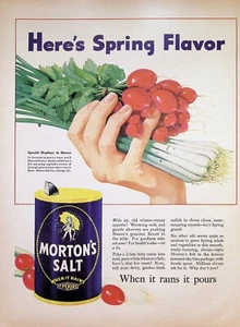 VINTAGE 1940s Print Ad ~ Morton's Salt ~ When It Rains It Pours ~ - Picture 1 of 1