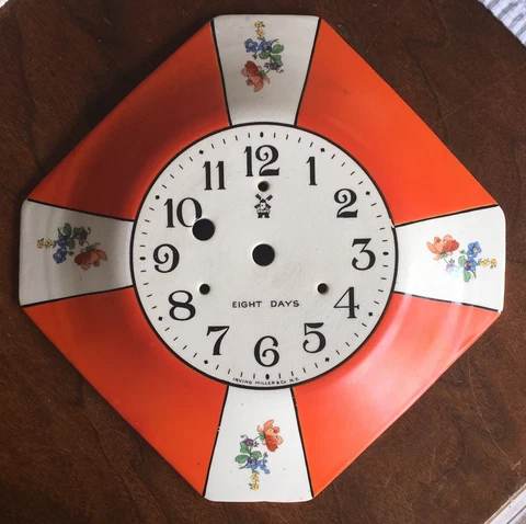 Antique Irving Miller & Co. N.Y.  Kitchen 8 Day Clock Face Ceramic USA Art Deco Cover