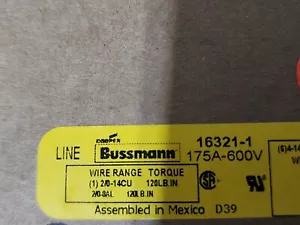 Bussmann 16321-1 POWER TERMINAL BLOCK 175 Amp 600Vac (Brand new)) - Picture 1 of 10
