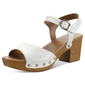 NWT Style & Co Womens Anddreas White Block Heel Platform Clog Sandals Size 7M - Picture 1 of 9