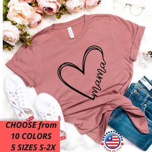 Muttertagsgeschenk, Mama Herz, Liebe Mama, Liniendesign Mama, Bella 3001 T Shirt - Bild 1 von 34