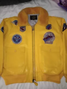 RARA Giacca Bomber Shearling Pelliccia Gialla Schott NYC G-1 Wings of Gold Flight 4XL - Foto 1 di 12