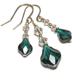 Pendientes y colgantes de plata esterlina con cuentas de cristal Swarovsky verde de SoniaMcD - Imagen 1 de 9