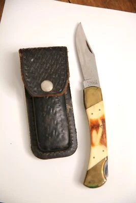 VINTAGE PARKER IMAI STAG BONE JUMBO LOCKBACK KNIFE JAPAN K-139 SURGICAL STEEL - Image 1 of 4