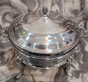Vintage Sheffield Silver Co. Chafing Dish mit Bleikristall Silber Tellerrand - Bild 1 von 9